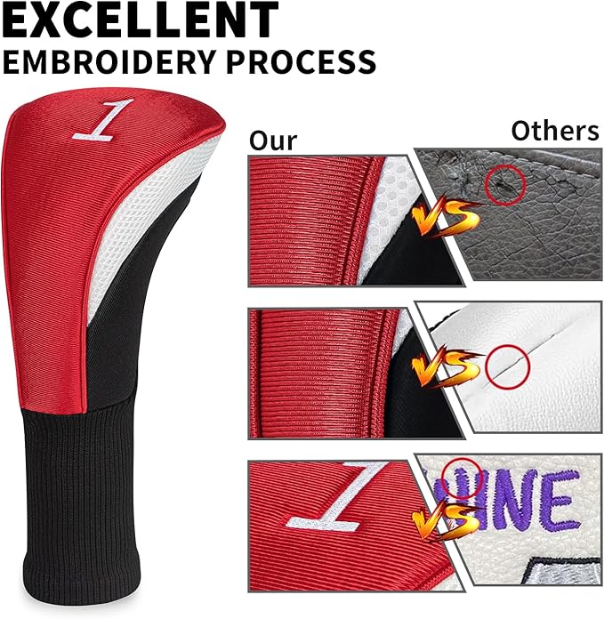 Golf Head Covers for Fairway Woods Driver Hybrids 5 Pieces Nylon Mesh Sports Fan Golf Club Headcovers-Golf Accessories for Men Women.