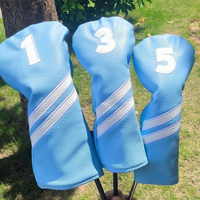 Golf Club Head Covers for Fairway Woods Driver Hybrids, 4pcs Premium PU Leather Women Golf Headcovers Set with No.Tags1 3 5 X.