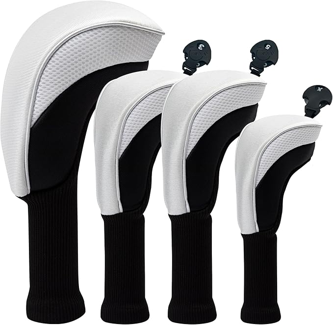 Golf Head Covers for Fairway Woods Driver Hybrids 5 Pieces Nylon Mesh Sports Fan Golf Club Headcovers-Golf Accessories for Men Women.
