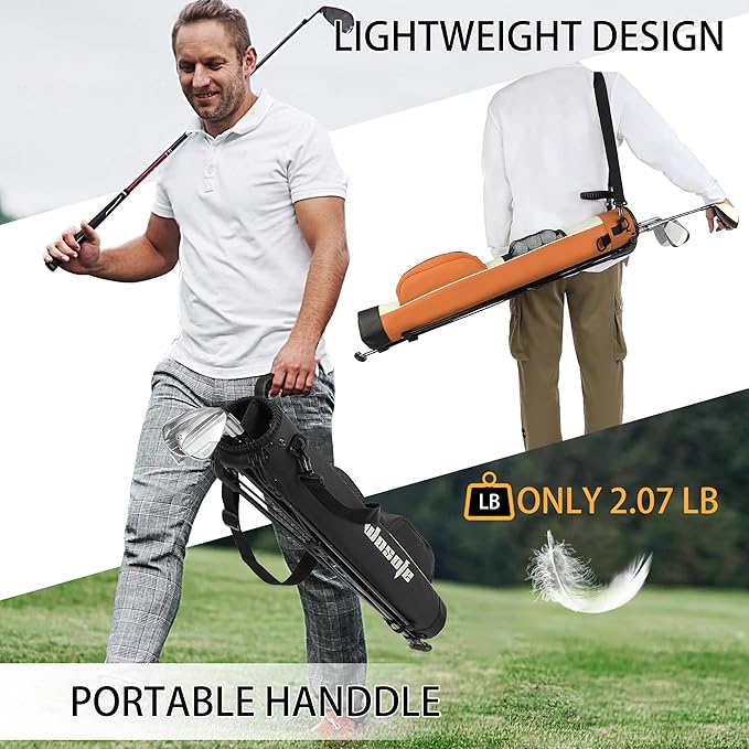 Golf Stand Bag,Lightweight Small Golf Bag,with Dual Strap Easy Carry 2 Way Dividers Multiple Pockets Golf Practice Bag