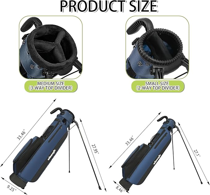 Golf Stand Bag,Lightweight Small Golf Bag,Medium Golf Carry Bag, 2-3Way Divider Men and Women with Adjustable Shoulder Strap Multiple Pockets with Golf Putter Covers