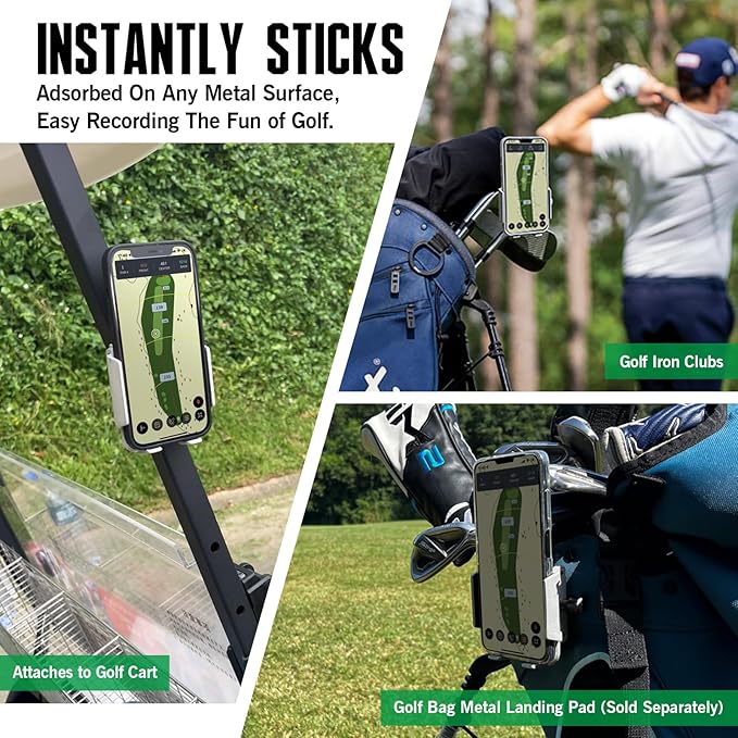 Dprofy Strong Magnetic Golf Phone Holder for Cart - Mount Accessory Fit for All Popular Smart Phones, Special Design for Thick Case and Ring Holder (Grey)