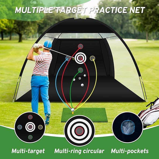 Golf Net, Golf Practice Net with Golf Hitting Mat, Home Golf Hitting Aid Nets for Backyard Driving Chipping Swing Training with Target/Balls/Tee/Bag Golf Accessories Gifts for Men/Golf Lovers