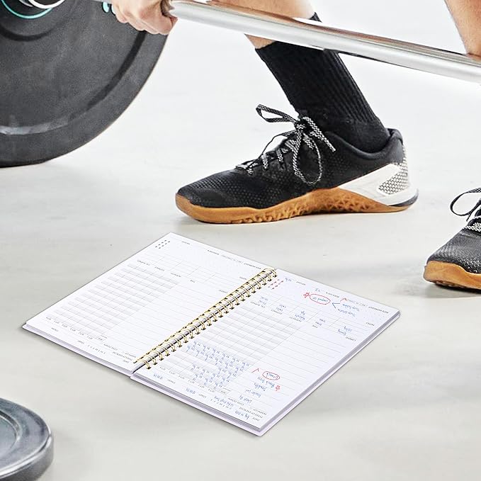 Fitness Journal Workout Planner for Women & Men, A5 (6.4" x 8.3") Workout Journal Log Book Planner Gift for Track Gym Essentials, Home Workouts, Track Progress, Achieve Wellness Goals, Purple
