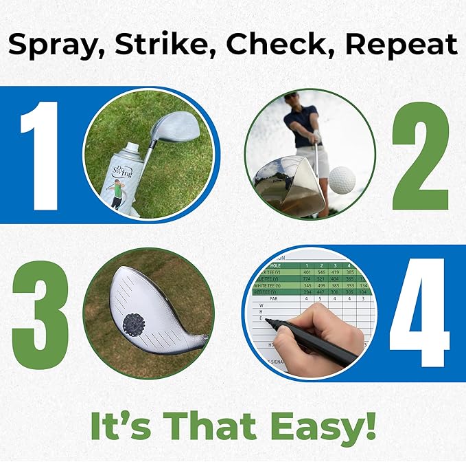 Dr. Swing Golf Impact Spray｜2 Pack｜ Club Spray for Ball Contact Training｜Quick Drying Strike Formula｜Easy Wipe Design｜Men Stocking Stuffer Golf Gift for Christmas, Dad, Brother