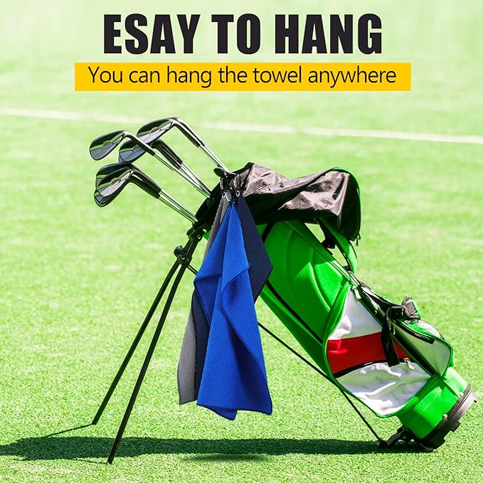 Cindeer 6 Pack Large Golf Towels, 16" x 24" Tri-fold Golf Towels, Microfiber Fabric Waffle Pattern Golfing Towel Portable with Heavy Duty Clip for Golfing Bag Remove Sand Dirt Mud Sweat(Multicolor)