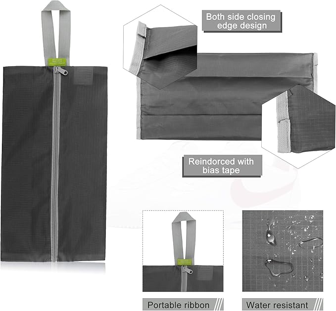 BeeGreen Shoe Bags 6 Pack Colorful Design for Travel with Handle as Packing Organizers for Suitcase and Luggage | Portable Nylon Storage Accessories for Vacations, Essential Gifts for Women and Men