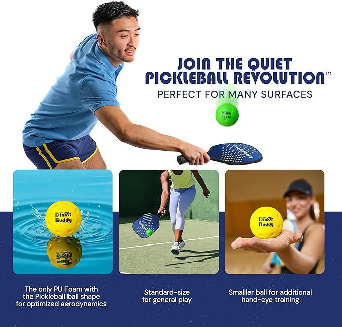Kelso Pickleball, PU Foam Pickleball Balls for Reduced Noise, Enhances Hand-Eye Coordination, Indoor & Outdoor Use, Standard or Small Trainer-Sized Balls