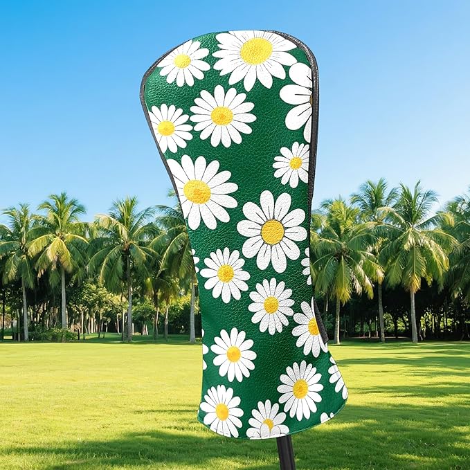 Golf Driver Head Covers Fairway Wood Headcovers, Premium Leather Golf Club Covers with Anti-Scratch Lining 1/3/5 Wood Cover for Golf Clubs for Women Men (Marble Blue)