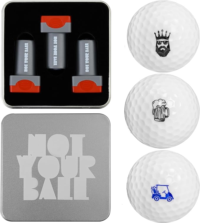 ZEETY Golf Ball Stamp Box Set - 3 Pack Self-Inking Golf Ball Stamper & Marker for Personalized Golf Ball Identification - Premium Golf Gifts & Accessories for Men Women Golfers