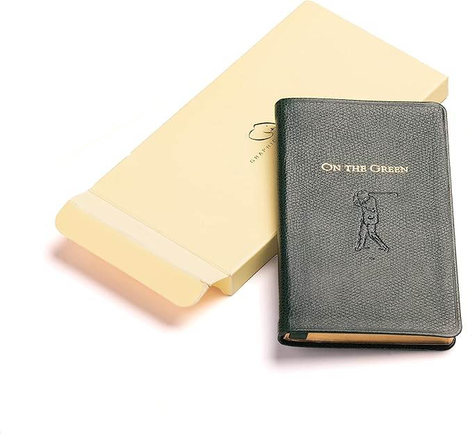 Graphic Image On The Green, Golf Score Book, Genuine Calfskin Leather (Green, 3" x 5")