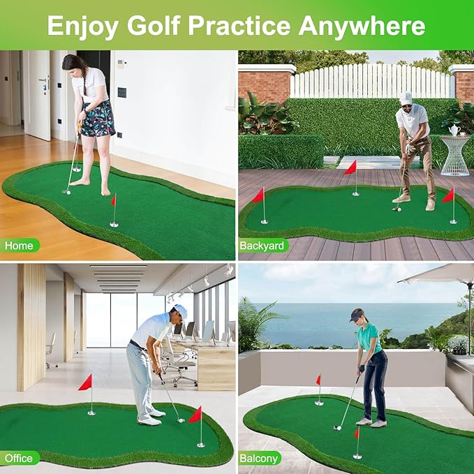 Golf Putting Green, Large Golf Putting Mat for Indoor Outdoor, Professional Practice Training Greens Mat