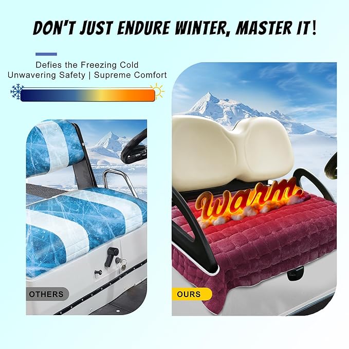 YOKYHOM Golf Cart Seat Covers, Supreme Comfort Golf Cart Seat Towel Blanket, Heavyweight Deep-Pile, Fits EZGO, Yamaha, Club Car and More 2-Seat Carts, 50"x 27.5", Magenta