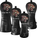 Golf Club Cover for Driver Fairway Wood Hybrid Mallet Putter Cover, Wootfairy Golf Club Headcovers Waterproof Leather White Accessories Compatible with Taylormade Odyssey and More Brand