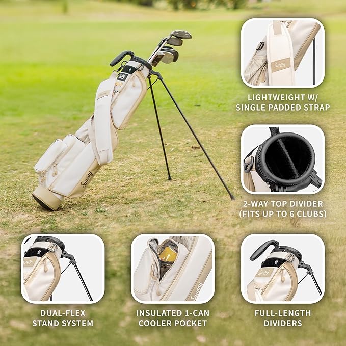 The Original Sunday Golf Loma Bag – Lightweight Golf Bag with Strap & Stand, Easy to Carry Pitch n Putt Stand Bag for Driving Range, Par 3 & Executive Courses, 31 Inches