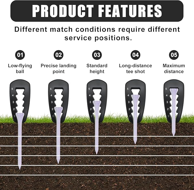 3PCS Golf Tee Height Setter, Golf Tee Aid, Adjustable Golf Tee Height Tool for Precision Shots, Durable Golf Training Aid for Precise Shots, Golf Ball Teeing Device(Black)