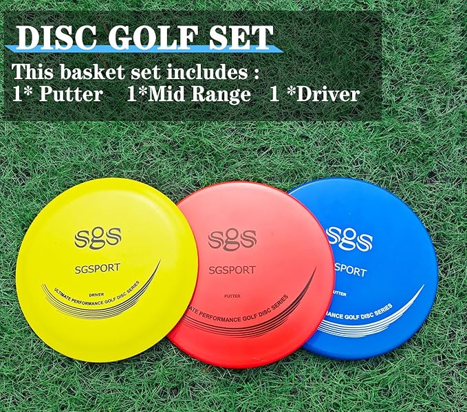 Disc Golf Basket - Portable Disc Golf Target with Heavy Duty 24-Chains Come with 6pcs Disc Golf Discs and Carry Bag, Ground Stake -Suitable for Players of All Levels - Multi Color Available