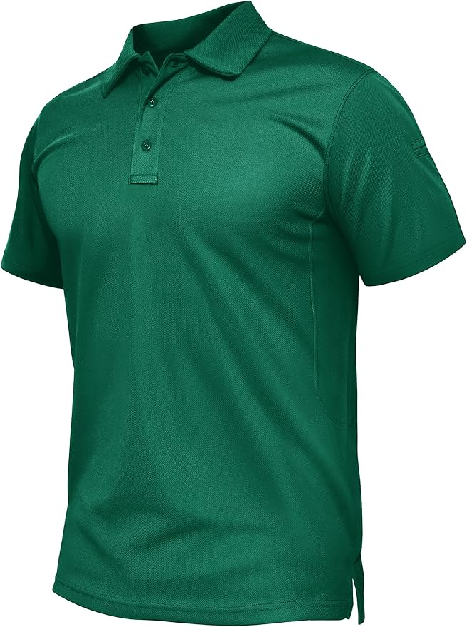 TACVASEN Mens Polo Shirt Short Sleeve Tactical Performance Collared Work Golf Shirts Dry Fit Pique Polos for Summer