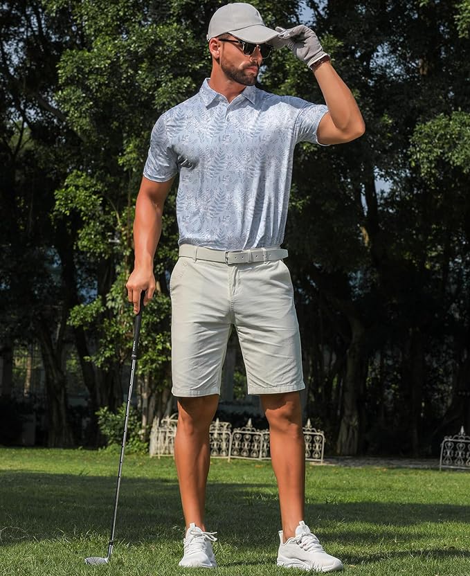 zeetoo Men's Polo Shirts Hawaiian Golf Polos Shirts Short Sleeve Performance Moisture Wicking Mens Golf Shirts