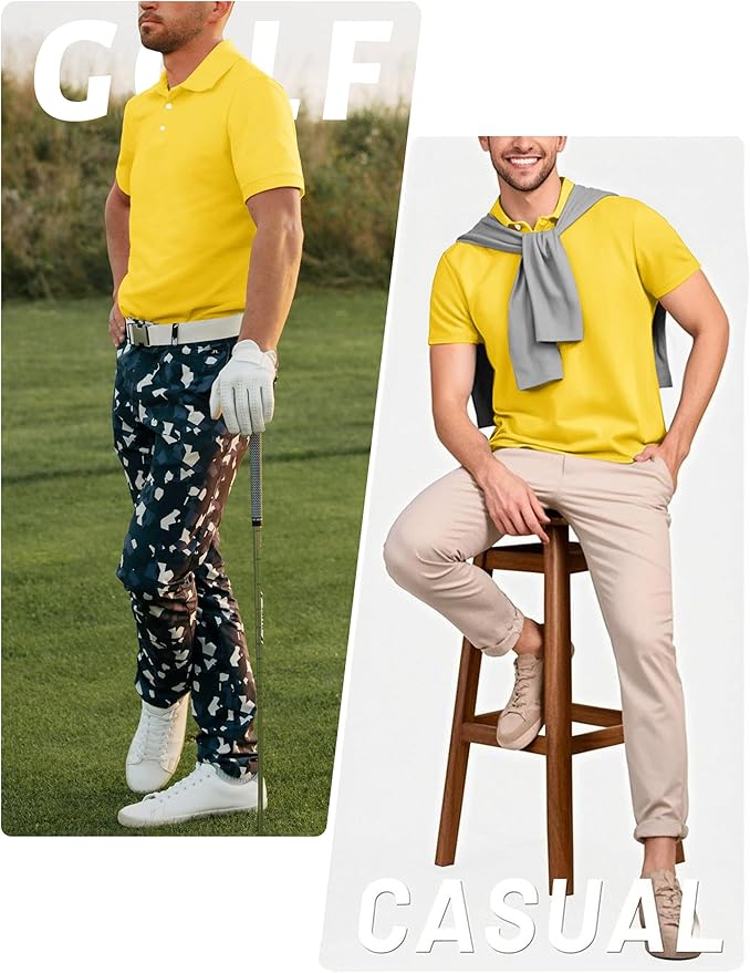 TACVASEN Mens Golf Shirt Dry Fit Mens Polo Shirts Short Sleeve Performance Golf Polos for Men with Collar Work Shirts