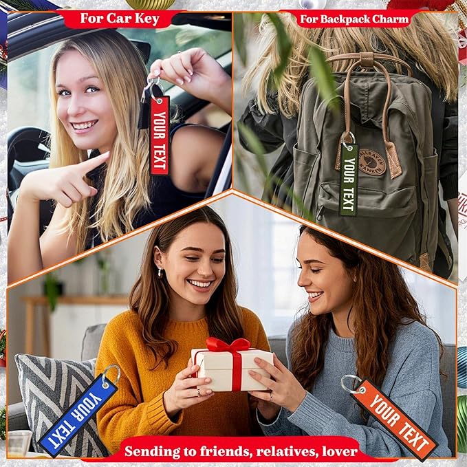 Customized Keychain, Personalized Embroidery Key Chains 1 PC, Double Sided Number and Name Key Tag for Door, Motorcycle, Car, Scooter, ATV