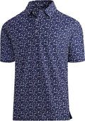 Esabel.C Golf Shirts for Men Dry Fit Performance Short Sleeve Print Moisture Wicking Collared Shirt