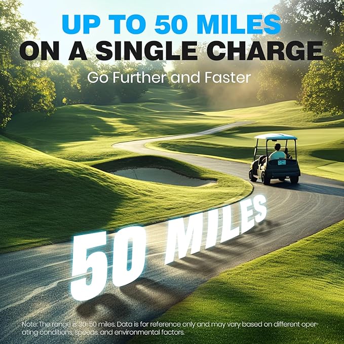 48V 105Ah Lithium Golf Cart Battery, Built-in Smart 200A BMS, with Touch Monitor & Mobile APP, 4000+ Cycles Rechargeable LiFePO4 Battery, Max 10.24kW Power Output, Perfect for Golf Carts