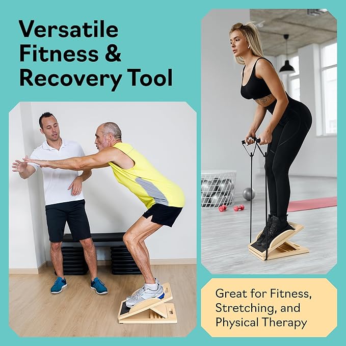 Slant Board with 6 Incline Angles - Transforms Into a Balance Board - Premium Calf Stretcher and Wobble Board for Effective Calf Stretching and Squats - Slant Boards for Exercise & Calf Stretch Board with Velour Board Surface