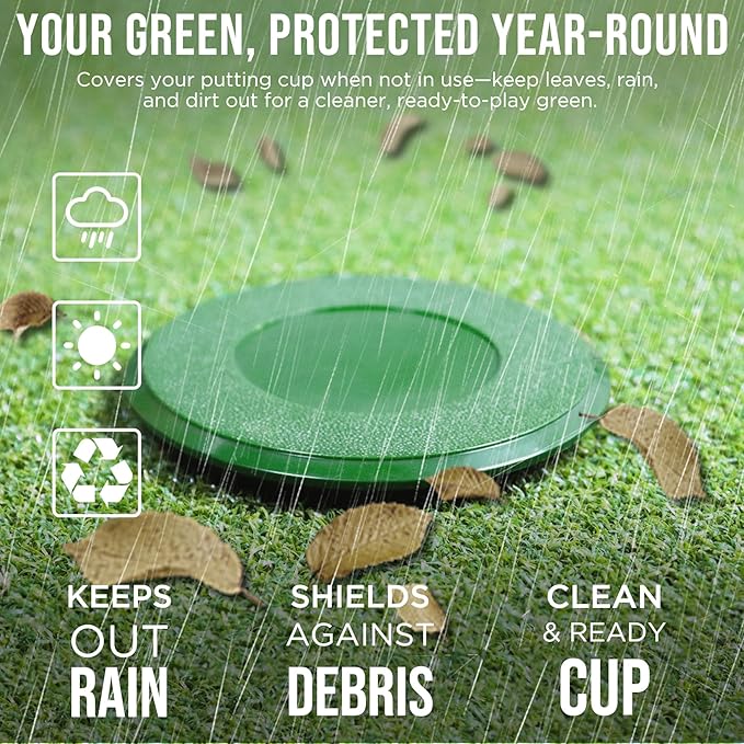KINGTOP Golf Hole Cup Cover – Fits Standard 4.25" Aluminum & Plastic Golf Cups – Convert Backyard Practice Putting Green to Multi-Use Space