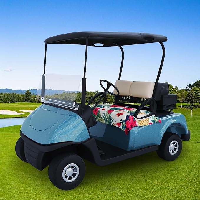 AQQA Golf Cart Seat Covers, Tropical Palm Leaf-Boho-Marble Microfiber Golf Cart Seat Blanket, Golf Blanket, Golf Accessories, Golf Cart Seat Towel Fits All 2-Seat Golf Carts, 55"x 32"