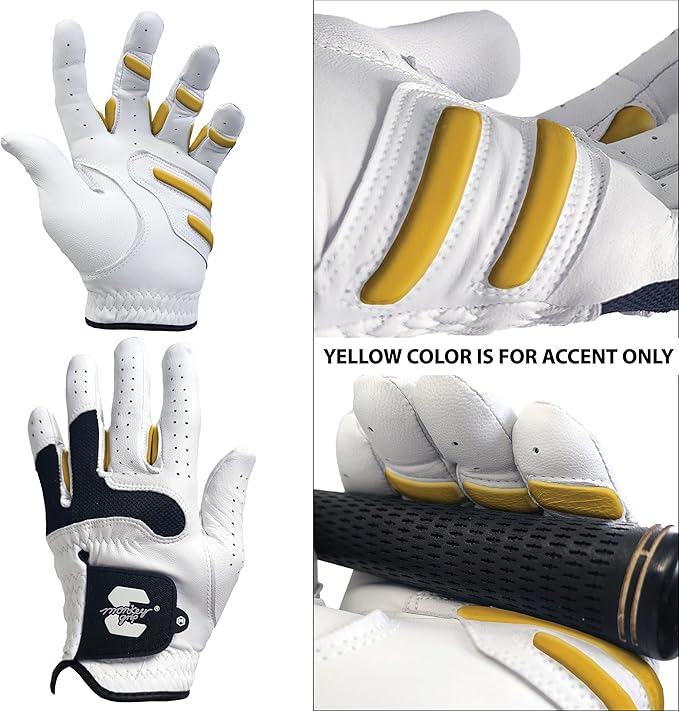 MONKEY GRIP Golf Glove Nonslip No Slice Pad Premium Cabretta Leather Power Good Grip Soft Fit Easy Grip Line Left Hand