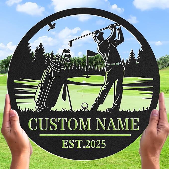 Personalized Golf Metal Wall Art, Vintage Golf Wall Decor, Custom Signs Outdoor Metal, 19th Hole Home Decor for Man Cave Garage Bar Club, Personalized Golfer Gifts for Men Dad Father