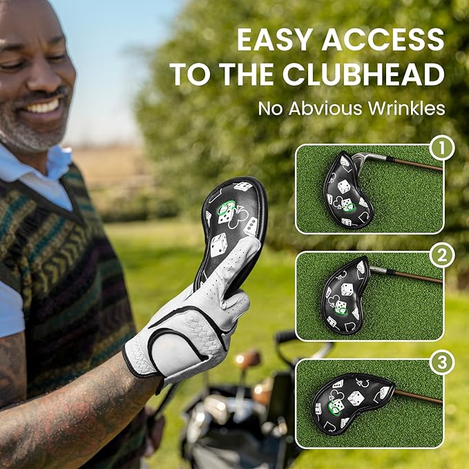 Golf Club Covers Iron Value 12 Pack Stylish Synthetic Leather Headcover, Embroidery Numbers Head Covers Universal Protector Fit Main Iron Wedge Clubs, Accessories Travel for Men Women