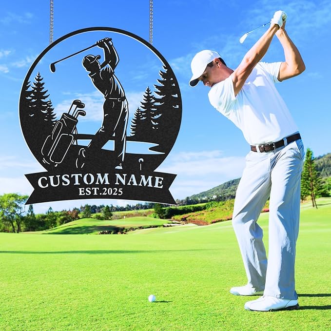 Personalized Golf Metal Wall Art, Vintage Golf Wall Decor, Custom Signs Outdoor Metal, 19th Hole Home Decor for Man Cave Garage Bar Club, Personalized Gifts for Men Dad Father