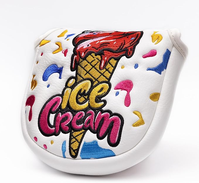Golf Club Head Covers, Ice Cream Golf Headcovers for Drivers, Fairway Woods, Hybrids, Mallet Blade Putter Cover, Funny Golf Club Covers with Premium PU Leather and Advanced Embroidery for Most Brands
