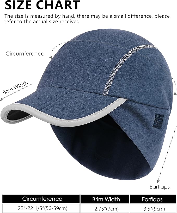 GADIEMKENSD Fleece Ball Cap with Drop Down Ear Warmer, Foldable Brim, Reflective Winter Run Hat Unisex