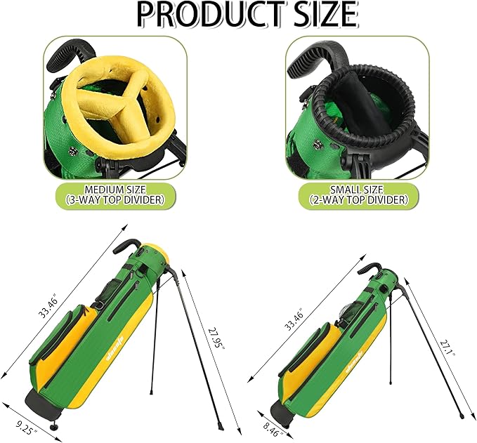 Golf Stand Bag,Lightweight Small Golf Bag,Medium Golf Carry Bag, 2-3Way Divider Men and Women with Adjustable Shoulder Strap Multiple Pockets with Golf Putter Covers