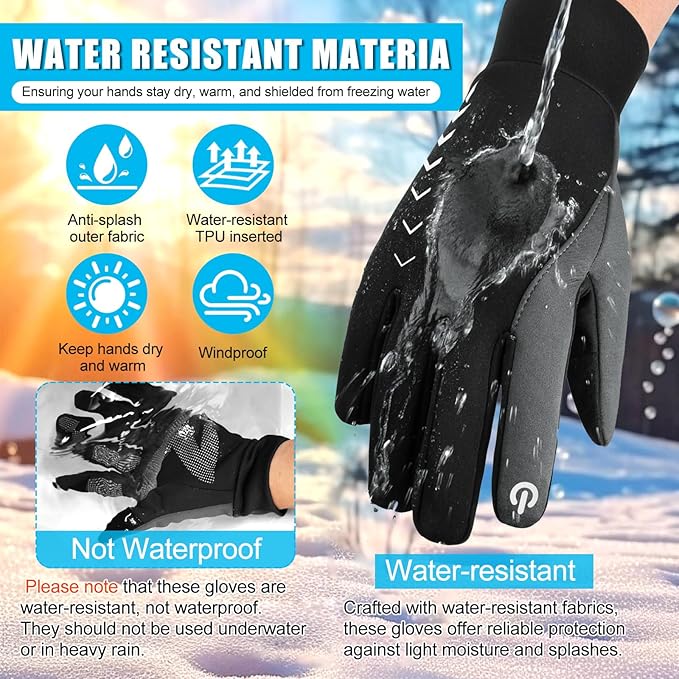 Cierto Winter Gloves Men Women: Touch Screen Thermal Cold Weather Gloves,Mens Womens Windproof Warm Gloves for Running Hiking Cycling Driving