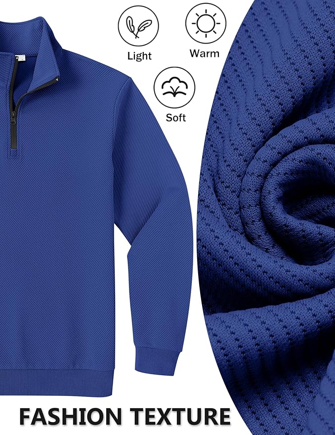 COOFANDY Mens Quarter Zip Pullover Sweatshirts Lightweight Long Sleeve Mock Neck Sweater Polo