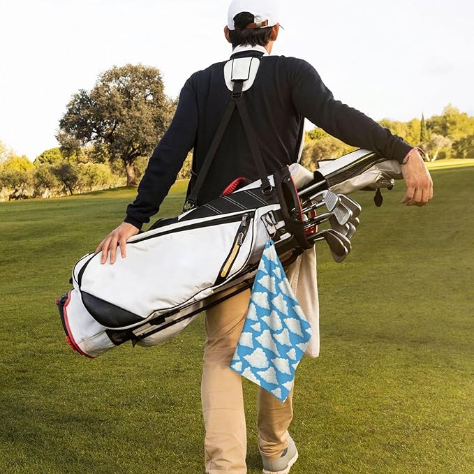 Cloud Golf Towel Waffle Microfiber with Hook Detachable Clip 24x16in