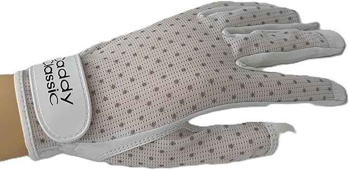 Caddy Classic Ladies Golf Glove Women | Various Stylish Mesh Design for High Breathability | Womens Golf Gloves Left Hand & Right Hand | Premium Leather Construction for Comfortable Fit