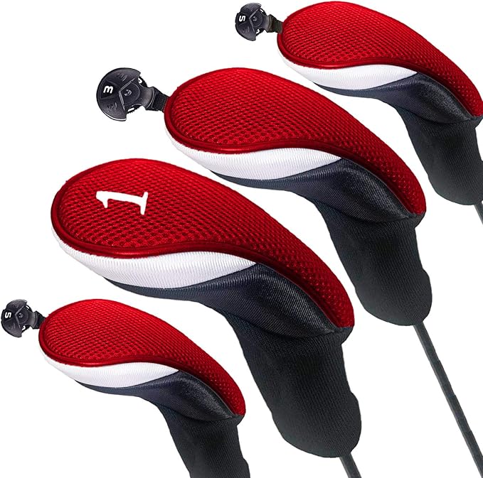 FINGER TEN Golf Club Head Covers Woods Driver Fairway Hybrid 3/4/5 Set, Headcovers Men 1 3 5 7 X Interchangeable Number Tag, Fit All Wood Clubs