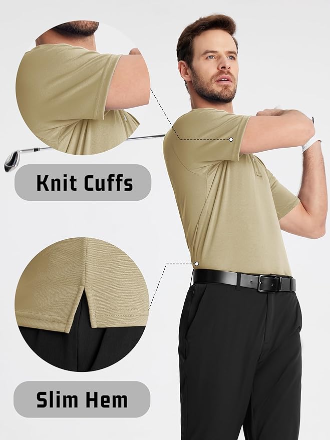 KEFITEVD Men's Polo Shirts Short Sleeve Moisture Wicking Dry Fit Performance Collar Golf Athletic Casual T-Shirt