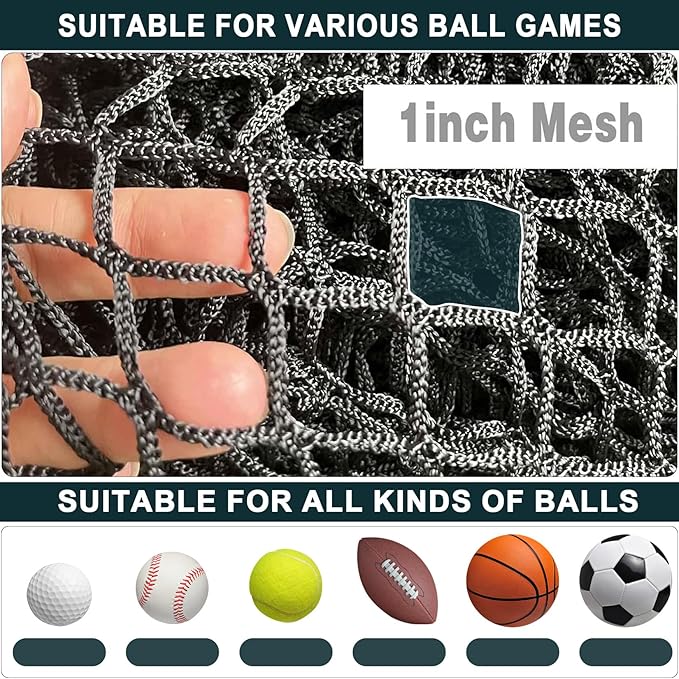 Golf Netting 7Ft,10Ft,15Ft,20Ft Golf Practice Net for Garage, Sport Practice Barrier Net, Heavy Duty Nylon Sport Netting Golf Hitting Net for Baseball, Hockey, Soccer, Tennis DIY Ball Net for Backyard