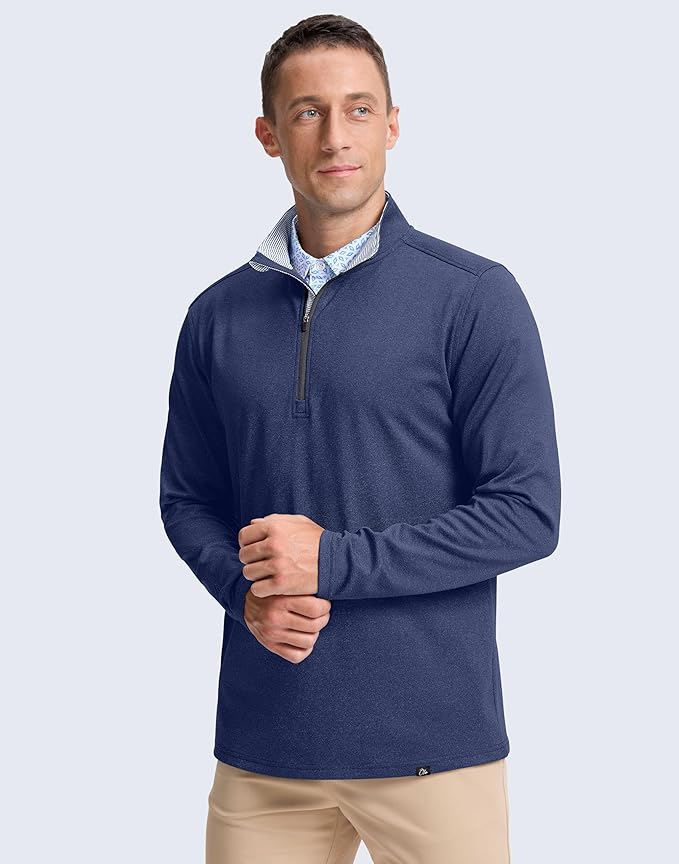 Obla Golf Quarter Zip Pullover Men Fleece Mock Neck Sweatshirt Winter Warm 1/4 Zip Long Sleeve Golf Shirt