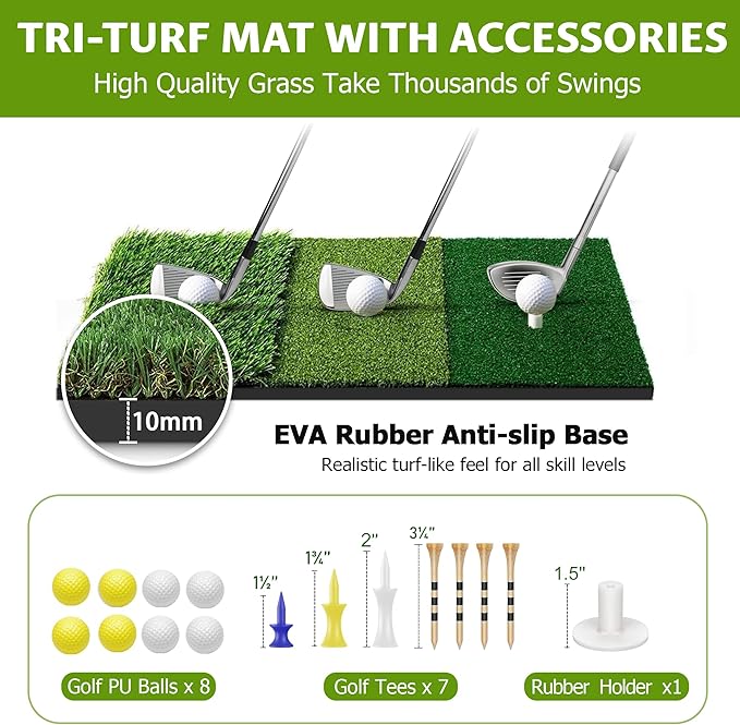 Bltend Golf Net: 10x7ft Golf Practice Nets for Backyard Driving Real Balls, Heavy Duty Golfer Training Net with Mat for Outdoor/Indoor/Garage/Basement Hitting Swing Chipping, Golfer Gift for Men Dad