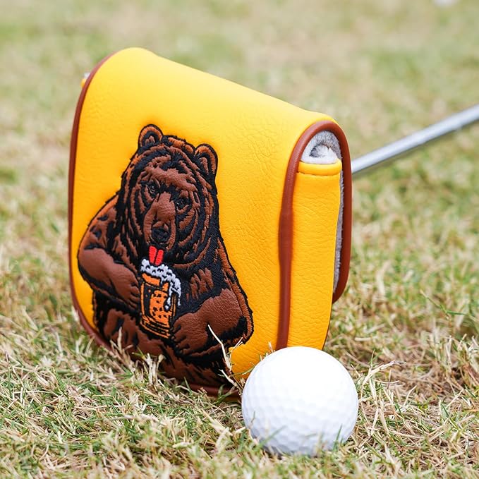Golf Club Head Cover Golf Head Cover Driver Headcover Fairway Wood Headcover Hybrid Club Head Cover Golf Blade Mallet Putter Cover Beer Bear