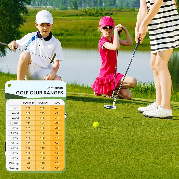 2-Pack Golf Club Distance Card, Golf Club Range Chart Card, Quick Reference Yardage Card, Sturdy Golf Yardage Card for Seasoned Golfers, Average or Beginners