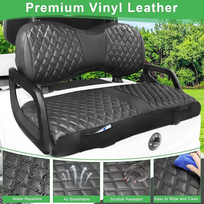 Yamaha Drive/G29 Seat Covers, Golf Cart Front Seat Covers for Yamaha 2007-2016 OEM Ordinary Seat, Thick Vinyl Leather Comfortable/Breathable, No Need Any Tools or Detaching Armrests