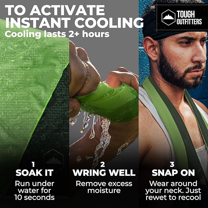 Tough Outdoors Cooling Towels for Neck Face - Neck Cooling Towel for Hot Weather Yoga Sports Golf Sweat - Instant Cold Towel